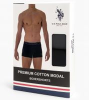 Pack de 2 calzoncillos bóxer premium para hombre de U.S. POLO ASSN., ropa interior sostenible, 180 g/m², 134 68262 53696 en azul rey/azul marino, verde oscuro/rojo vino, naranja/gris jaspeado o gris oscuro/negro.