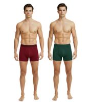 Pack de 2 calzoncillos bóxer premium para hombre de U.S. POLO ASSN., ropa interior sostenible, 180 g/m², 134 68262 53696 en azul rey/azul marino, verde oscuro/rojo vino, naranja/gris jaspeado o gris oscuro/negro.