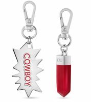 Elegant Calvin Klein Downtown Charm Set - Stainless Steel Pendants with Contrasting Resin and COWBOY Logo - Bag Accessories - 7 x 1.3 cm - KJJCRA090200 - Silver/Red