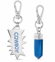Ensemble de breloques Calvin Klein Downtown : Pendentifs en acier inoxydable avec résine contrastante et logo COWBOY - Accessoires de sac - 7 x 1,3 cm - KJJCLA090300 - Argent/Bleu