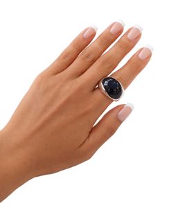 Pompous Calvin Klein Women's Ring with Oval-Shaped Stone, Stainless Steel Ring, Finger Ring KJ3QLR0201 Silver/Blue