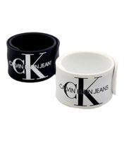 Pack de 2 pulseras Calvin Klein Slap con el logo de "Calvin Klein Jeans", 20,5 cm, KJJLBB850200, Negro/Blanco
