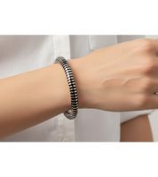 Elegante bracciale rigido da donna Calvin Klein in acciaio inossidabile, taglia XS, KJ9FBF2001, argento/nero