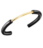 Modern Calvin Klein Women's Bangle, Black Bracelet with Gold-Tone Center Link, Bracelet KJ5FBF2001 Black/Gold