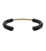 Modern Calvin Klein Women's Bangle, Black Bracelet with Gold-Tone Center Link, Bracelet KJ5FBF2001 Black/Gold