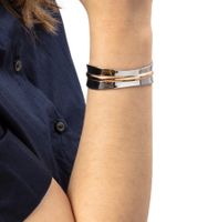 Stylish Calvin Klein Women's Stainless Steel Bangle from the Slinky Collection, Size XS, KJCZPF2001, Silver/Rose Gold