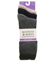 Lot de 3 paires de chaussettes homme SCOTCH & SODA Amsterdam en mélange de rayonne, coloris SS43492-030, gris/marine/beige