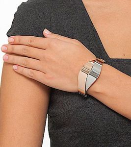 Bracelet jonc élégant Calvin Klein Senses pour femme, en acier inoxydable, taille XS KJ5EPD2001, argent/or rose