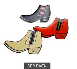 3-Pack Calvin Klein Unisex Boat-Design Pin-Up Brooches, Stainless Steel, KJJNDH300100, Black/Orange/Beige