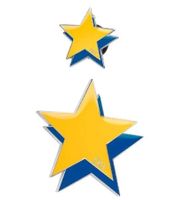 Confezione da 2 spille Calvin Klein Double Star Pin-Up, acciaio inossidabile, smalto, KJJNDH200100, giallo/blu navy/argento