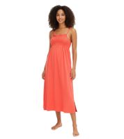 Gemütliches Damen Nacht-Kleid mit Smockdetails Pyjama Nachthemd Baumwoll-Kleid 912155 Rot