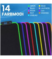 Tapis de souris gaming RGB Everlasting Comfort avec éclairage LED, repose-poignets et modes de couleurs changeants - Grand tapis de souris 80 x 30 cm - Noir