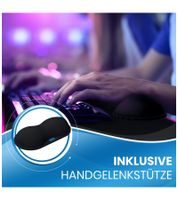 Tapis de souris gaming RGB Everlasting Comfort avec éclairage LED, repose-poignets et modes de couleurs changeants - Grand tapis de souris 80 x 30 cm - Noir