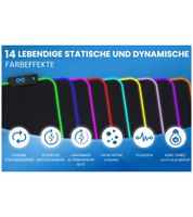 Tapis de souris gaming RGB Everlasting Comfort avec éclairage LED, repose-poignets et modes de couleurs changeants - Grand tapis de souris 80 x 30 cm - Noir