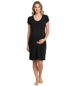 Chemise de nuit d'allaitement/de maternité pratique en coton noir 943160