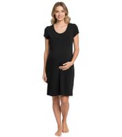 Chemise de nuit d'allaitement/de maternité pratique en coton noir 943160