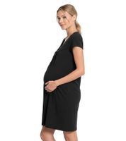 Chemise de nuit d'allaitement/de maternité pratique en coton noir 943160