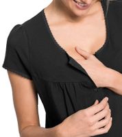 Chemise de nuit d'allaitement/de maternité pratique en coton noir 943160