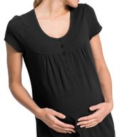 Chemise de nuit d'allaitement/de maternité pratique en coton noir 943160