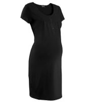 Chemise de nuit d'allaitement/de maternité pratique en coton noir 943160