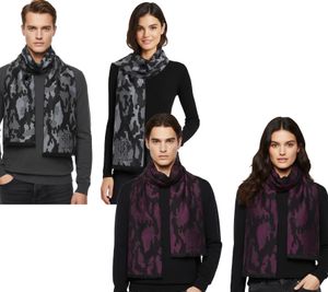 Écharpe élégante Roberto Cavalli pour homme et femme, en pure laine, disponible en noir/gris, noir/rouge ou gris/noir