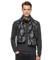 Elegante bufanda Roberto Cavalli para hombre y mujer, hecha de pura lana, disponible en negro/gris, negro/rojo o gris/negro.