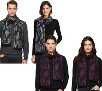 Elegante bufanda Roberto Cavalli para hombre y mujer, hecha de pura lana, disponible en negro/gris, negro/rojo o gris/negro.