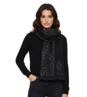 Elegante bufanda Roberto Cavalli para hombre y mujer, hecha de pura lana, disponible en negro/gris, negro/rojo o gris/negro.