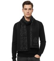 Elegante bufanda Roberto Cavalli para hombre y mujer, hecha de pura lana, disponible en negro/gris, negro/rojo o gris/negro.