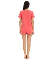 gemütlicher Damen 2-teiliger Pyjama Baumwoll-Pyjama Shorty-Set mit Schmetterlingen kurzer Schlafanzug 930329 Rosa/Weiß