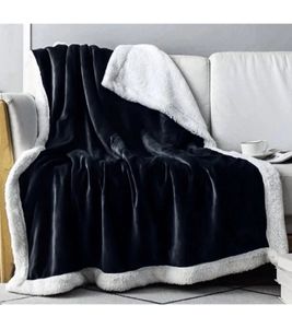 Coperta reversibile in pile Sherpa Everlasting Comfort Plush, 127 x 165 cm, nera