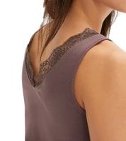 trendiger Damen 2-teiliger Pyjama Baumwoll-Shorty mit Punkten und Spitze kurzes Schlafanzug-Set 959182 Braun/Grau