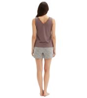 trendiger Damen 2-teiliger Pyjama Baumwoll-Shorty mit Punkten und Spitze kurzes Schlafanzug-Set 959182 Braun/Grau