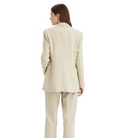 Blazer classique effet lin pour femme, doublure rayée, coupe ample, beige 965058
