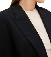Blazer clásico de lino con forro a rayas para mujer, corte holgado, 968952 Negro