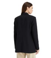 Blazer clásico de lino con forro a rayas para mujer, corte holgado, 968952 Negro