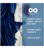 Wendbare Everlasting Comfort Plüsch-Sherpa-Fleecedecke Kuscheldecke 127 x 165 cm Blau und Schwarz