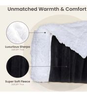 Wendbare Everlasting Comfort Plüsch-Sherpa-Fleecedecke Kuscheldecke 127 x 165 cm Blau und Schwarz