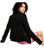 Veste-chemise asymétrique style motard pour femme avec fermeture éclair, en maille noire 950216
