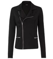 Veste-chemise asymétrique style motard pour femme avec fermeture éclair, en maille noire 950216