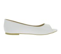 Timeless Women's Ballerina Flats in Faux Leather, Peep-Toe Summer Shoes 936522 White