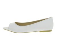 Timeless Women's Ballerina Flats in Faux Leather, Peep-Toe Summer Shoes 936522 White