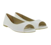 Timeless Women's Ballerina Flats in Faux Leather, Peep-Toe Summer Shoes 936522 White