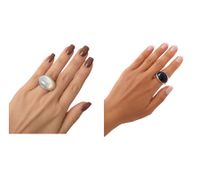 Calvin Klein Damen Ring mit oval geformtem Stein Edelstahl-Ring Finger-Ring in Silber oder Silber/Blau