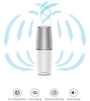 Richter UV Air Purifier, Air Sterilizer, UV Disinfection, Air Purification, Odor Removal, MSP White/Silver, Portable with USB Connection or Stationary with Mains Connection