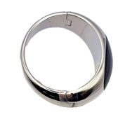 Brazalete Calvin Klein para mujer con piedra ovalada, pulsera de acero inoxidable, KJ3Q en plata/blanco o plata/azul