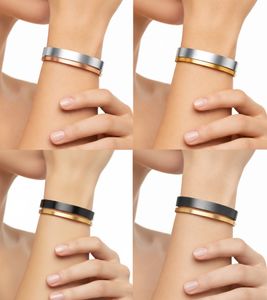 Calvin Klein Women's Two-Tone Bangle Set, Stainless Steel Bracelet, Jewelry KJ06BD2001 in Black/Gold, Silver/Rose Gold, Silver/Gold, or Dark Gray/Gold