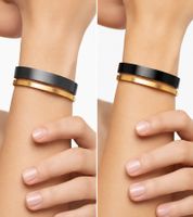 Calvin Klein Women's Two-Tone Bangle Set, Stainless Steel Bracelet, Jewelry KJ06BD2001 in Black/Gold, Silver/Rose Gold, Silver/Gold, or Dark Gray/Gold