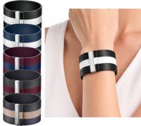 Pulsera Calvin Klein de cuero genuino para mujer con una franja ancha en contraste. Talla XS (15 cm) KJ9K en negro, azul marino, rojo o antracita.