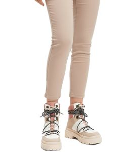 Stivaletti da donna alla moda, scarpe invernali foderate con lacci, stivaletti da deserto 969448 Beige/Bianco/Rosa